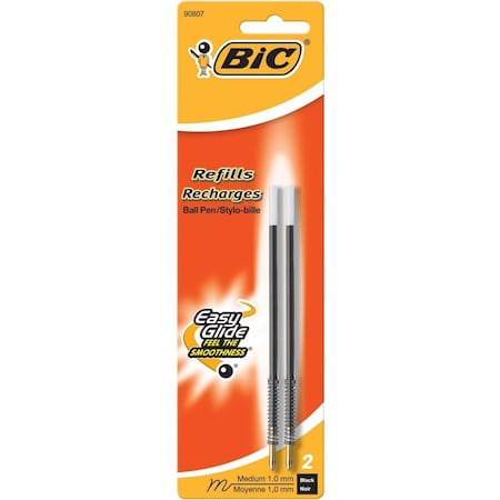 Bic Pen Refill, for Wide Body/Velocity/Clear Clic, Med Pt., 2/PK, BK PK BICMRCP2BK